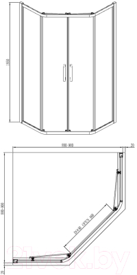 Душевой уголок Adema Glass Line Пента 90 (прозрачное стекло)