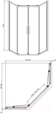 Душевой уголок Adema Glass Line Пента 90 (тонированное стекло)