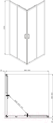 Душевой уголок Adema Glass Vierkant 90 (матовое стекло)