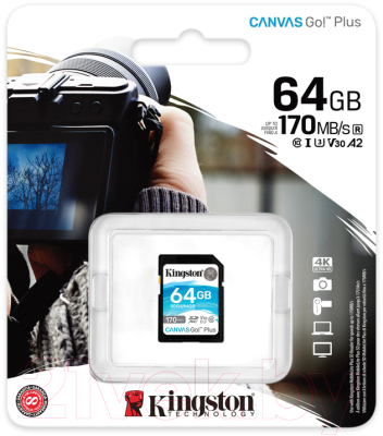 Карта памяти Kingston Canvas Go Plus SDXC (Class10) 64Gb (SDG3/64GB)
