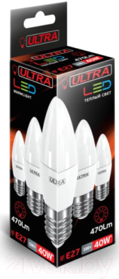 Лампа Ultra LED-С37-5W-E27-3000K