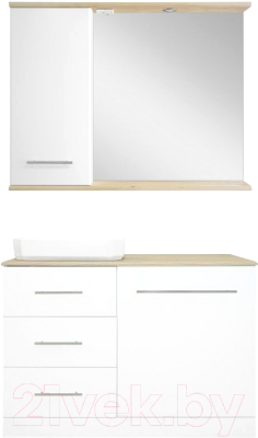 Шкаф с зеркалом для ванной Misty Респект 120 / Э-Рес02120-1Л