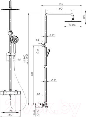 Душевая система Rubineta Olo BK + Thermo-15 / 625038