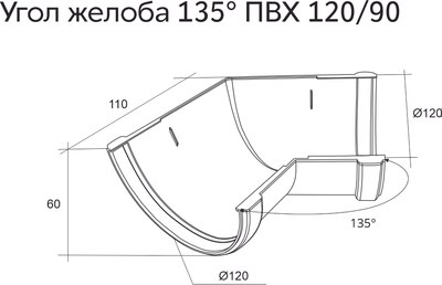 Угол желоба Grand Line ПВХ 135 градусов универсальный RAL 3005