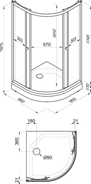 Душевой уголок Triton Лайт A 90x90