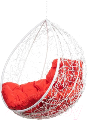 Кресло подвесное BiGarden Tropica White BS (без стойки, красная подушка) - фото