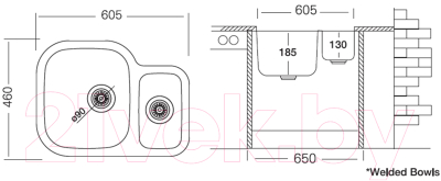 Мойка кухонная Ukinox Модерн MOP605.460 15GT10P (с сифоном)