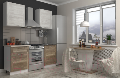 Кухонный гарнитур Eligard Виктория рамка 1.2 (сосна каньон/дуб каньон/мрамор светлый)