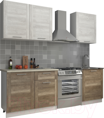 Кухонный гарнитур Eligard Виктория рамка 1.6 (сосна каньон/дуб каньон/мрамор светлый) - фото