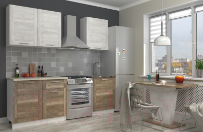 Кухонный гарнитур Eligard Виктория рамка 1.6 (сосна каньон/дуб каньон/мрамор светлый)