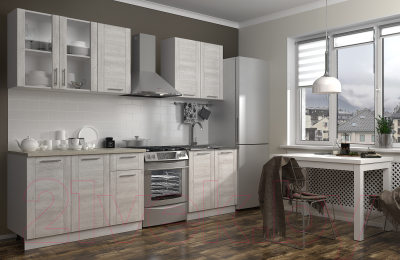 Кухонный гарнитур Eligard Виктория рамка 2.0 (сосна каньон/сосна каньон/кашемир)