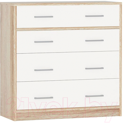Комод Империал Стелс 4ящ (дуб сонома/белый) - фото