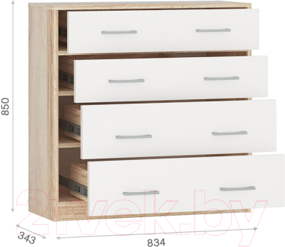 Комод Империал Стелс 4ящ (дуб сонома/белый)