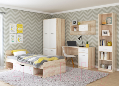 Комод Империал Стелс 4ящ (дуб сонома/белый)