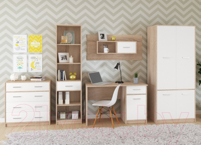 Комод Империал Стелс 4ящ (дуб сонома/белый)