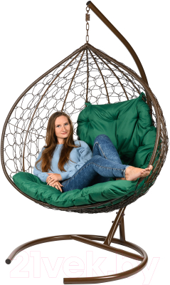 Кресло подвесное BiGarden Gemini Brown (зеленая подушка)