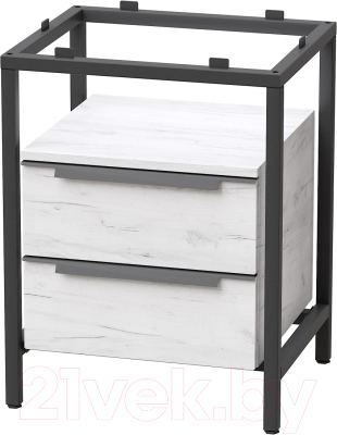 Тумба под умывальник Millwood Венеция 1 59x49x76.5 (дуб белый Craft/металл черный) - фото