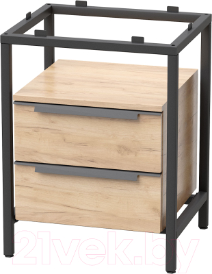 Тумба под умывальник Millwood Венеция 1 59x49x76.5 (дуб золотой Craft/металл черный) - фото