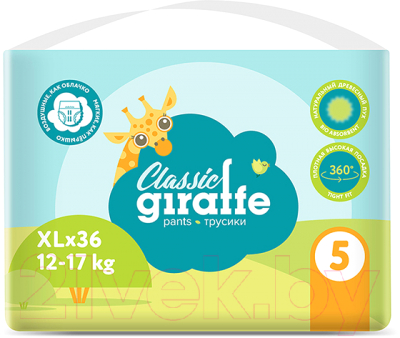 Подгузники-трусики детские Lovular Giraffe Classic XL 12-17кг / 429555 - фото