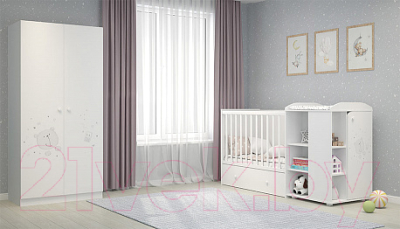 Шкаф Polini Kids French 1230 Teddy (белый)
