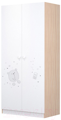 Шкаф Polini Kids French 1230 Teddy / 0001589.62 (белый/дуб пастельный) - фото