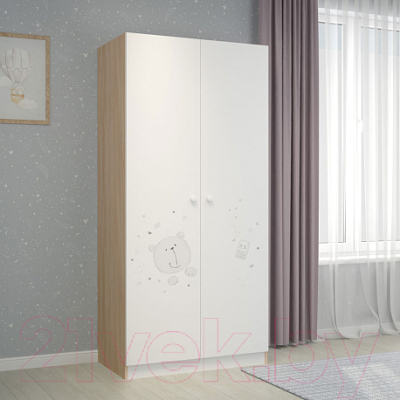 Шкаф Polini Kids French 1230 Teddy / 0001589.62 (белый/дуб пастельный)