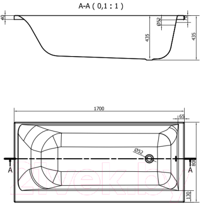 Ванна акриловая Cersanit Smart 170x80 L / 63350