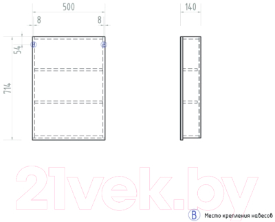 Шкаф с зеркалом для ванной Vigo Grand 500
