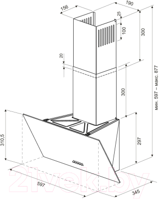 Вытяжка наклонная Krona Helga 600 White S / КА-00001302