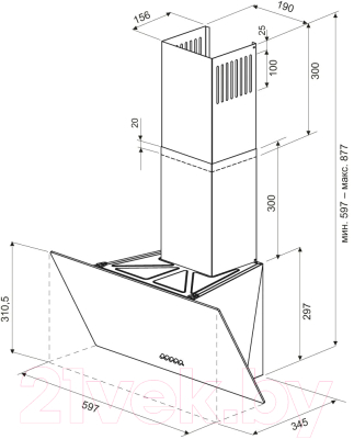 Вытяжка наклонная Krona Helga 600 White PB / КА-00001300