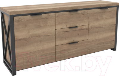 Тумба Hype Mebel Цезарь 120x40 (черный/дуб галифакс натуральный) - фото