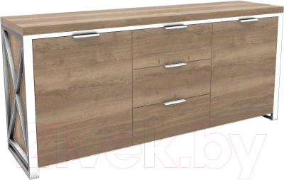 Тумба Hype Mebel Цезарь 120x40 (белый/дуб галифакс натуральный) - фото