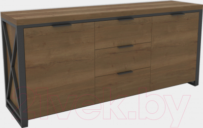 Тумба Hype Mebel Цезарь 120x40 (черный/дуб галифакс олово) - фото