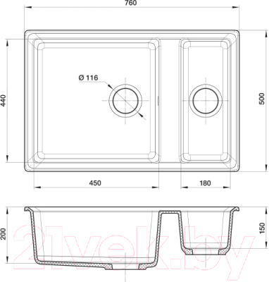 Мойка кухонная GranFest GF-LV-760K (черный)