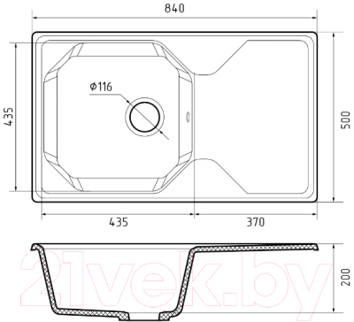 Мойка кухонная GranFest GF-U-840L