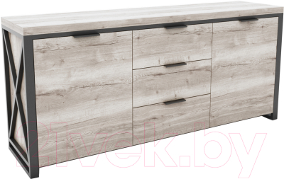 Тумба Hype Mebel Цезарь 150x40 (черный/древесина белая) - фото