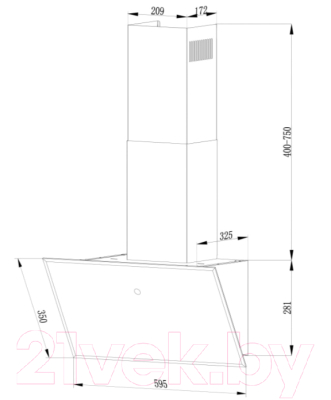Вытяжка наклонная Lex Touch Eco 60 / CHTI000353
