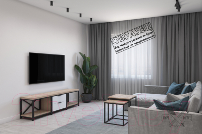 Тумба Hype Mebel Хельга 120x40 (черный/древесина белая)