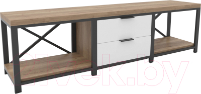 Тумба Hype Mebel Хельга 150x40 (черный/дуб галифакс натуральный) - фото