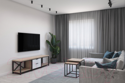 Тумба Hype Mebel Хельга 150x40 (черный/дуб галифакс натуральный)