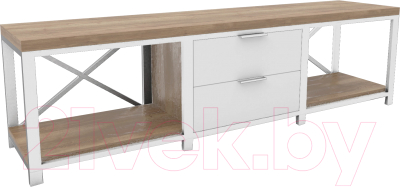 Тумба Hype Mebel Хельга 150x40 (белый/дуб галифакс натуральный) - фото