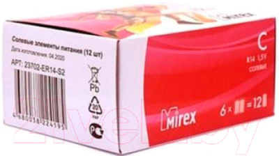 Комплект батареек Mirex R14 C 1.5V / 23702-ER14-S2