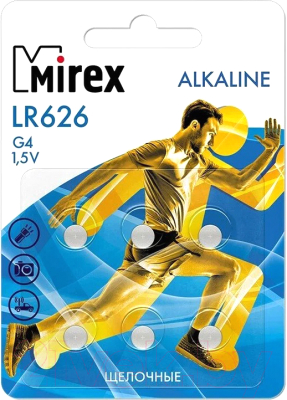 Комплект батареек Mirex LR626 1.5V / LR626-E6 - фото