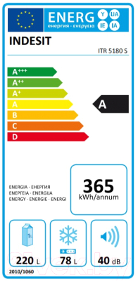 Холодильник с морозильником Indesit ITR 5180 S