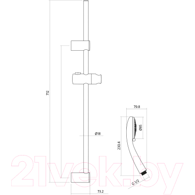 Душевой гарнитур Cersanit Vibe 63067