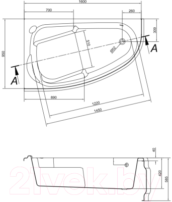 Ванна акриловая Cersanit Joanna 160x95 L / 63338