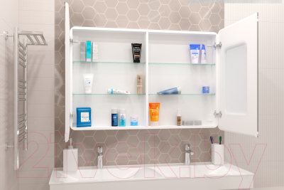 Шкаф с зеркалом для ванной Континент Avenue Led 120х80