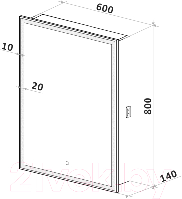 Шкаф с зеркалом для ванной Континент Allure Led 60х80 L