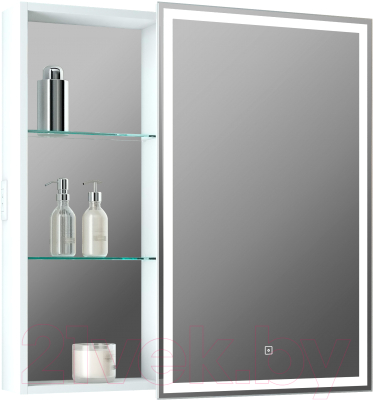 Шкаф с зеркалом для ванной Континент Aperio Led 80х80 L