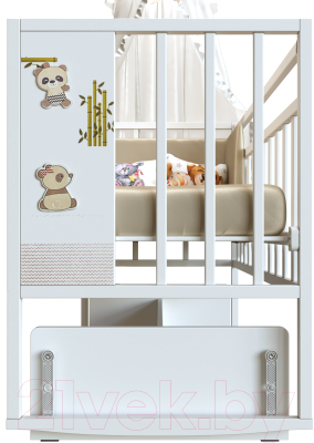 Детская кроватка VDK Mini Loft 3D поперечный маятник Funny Panda
